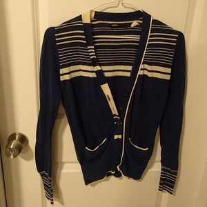 Blue and White Striped Cardigan